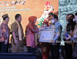 Bupati Tulang Bawang Ibu Dr Hj Winarti SE.,MH yang diwakili Sekda Tulang Bawang Ir Anthoni MM hadiri opening Ceremony UMKM EXPO KEMENKEU SATU LAMPUNG 2022